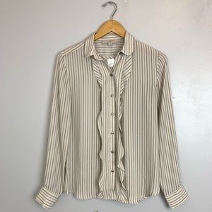 Ann Taylor LOFT Ruffle Button Down Blouse